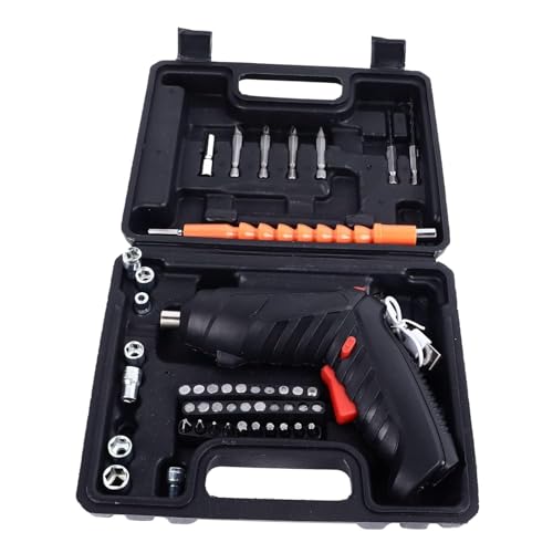 Image of 47 Pcs Electric Screwdriver Bit Set, 4.2V 3.2Nm, Front LED Light, Flexible Shaft, 3.2Nm Maximum Torsion Power Screwdriver with USB Rechargeable Cable Carrying Case, for Household Repair Tool (A)