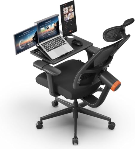 Image of DROGO Ergonomic Office Chair for Work from Home, High Back Computer Chair with Adaptive Lumbar Support, 4D Armrest, Tray, Recline, Adjustable Height & Headrest, Mesh Chair for Office /Home (Black)