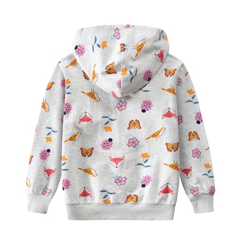 DDSOL Toddler Girl Zip Up Hoodie Dinosaur Jacket Hooded Heart Sweatshirt Fall Winter Kid Long Sleeve Shirt Pullover Top2