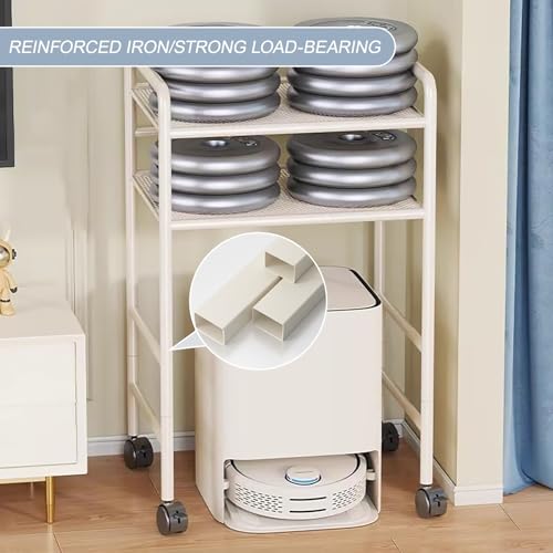 Armario de almacenamiento de 65cm blanco con niveles y ruedas 7