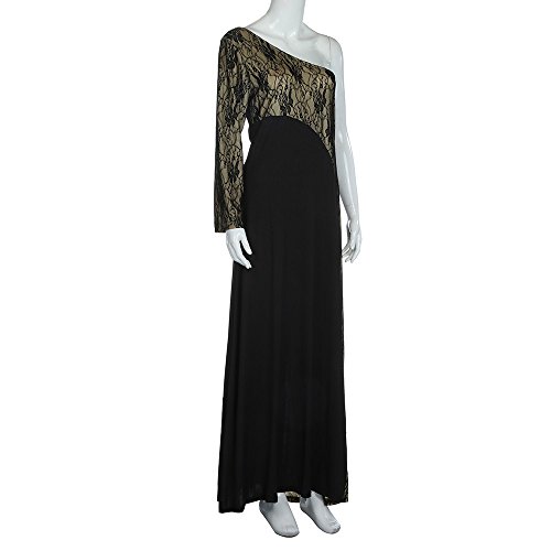 Goddessvan Women Formal Wedding Bridesmaid Long Ball Prom Gown Cocktail Dress Patchwork Dress (L, Black) - Thumbnail 3