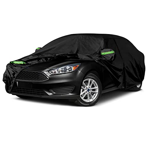 Image of Waterproof Car Covers Replace for 1999-2025 Ford Focus Sedan, 6 Layers All Weather Custom-fit Car Cover with Zipper Door & Windproof Bands for Snow Rain Dust Hail Protection (Sedan)