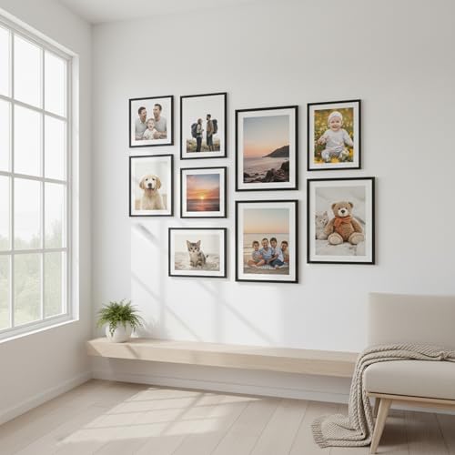 Image of kotart Photo Frame For Wall decoration | Wooden Frames For living room Office | Aesthetic Frames For Wall Decor Gifts | Photo frame for Home Decor Bedroom | Set of 9