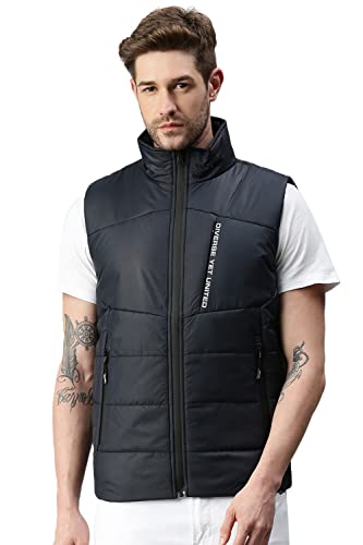 Image of SHOWOFFFF Men Solid Casual Jacket | Stand Collar Sleeveless Jacket for Mens | Regular Fit Jacket for Men's