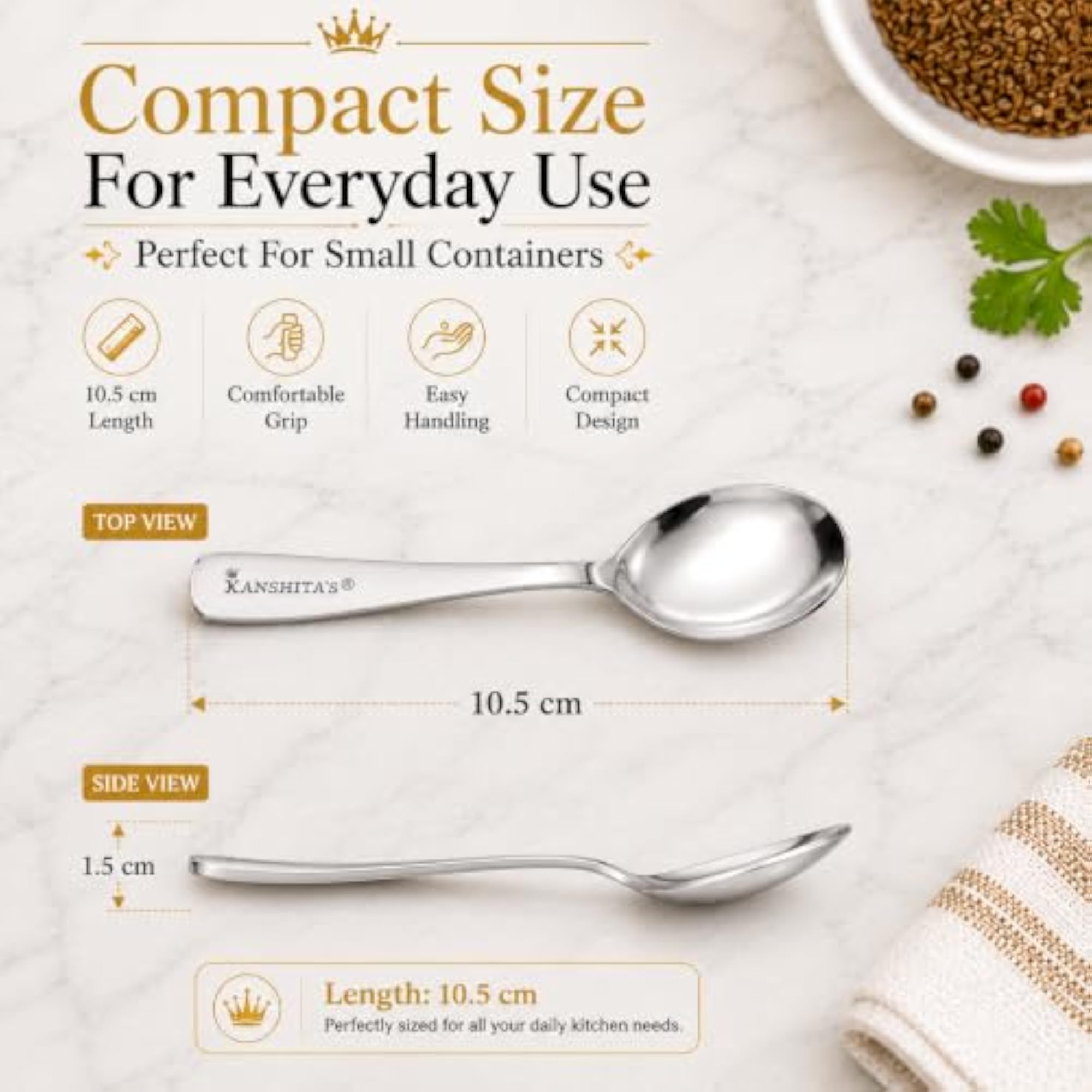 Stainless Steel Small Masala Spoon Set of 6