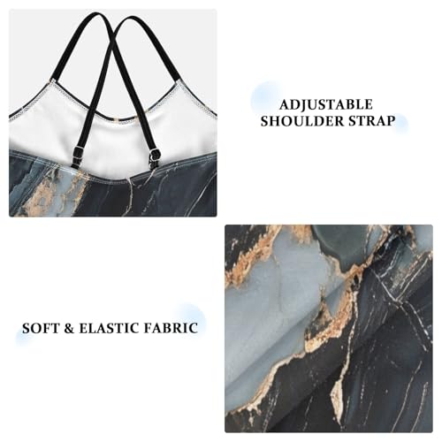 Gold White Black Marble Pattern Girls One-Piece Swimsuit Beach Swim Bathing Suit3