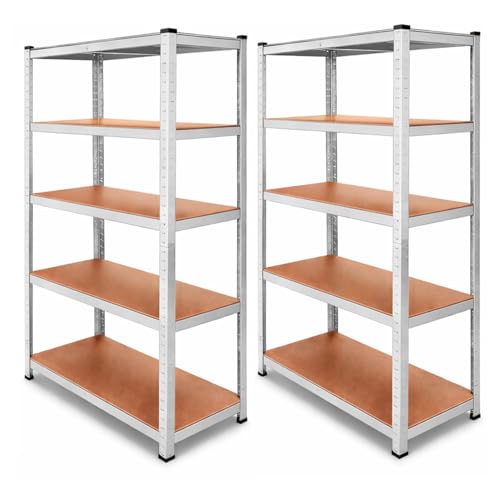 OcioDual 2X Estanteria Metalica, Estanteria Trastero 180x90x40cm, Estantería Almacenaje, Estantería Metálica, Soporta 875kg Divididos en 5 Baldas, Almacenamiento Divisible, Plata