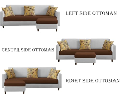 Image of Casaliving Premium Lifestyle Fabric 5 Seater L Shape Sofa Set 4 Seater Modern Sofa Set & Ottoman for Living Room (Brown Grey Color)