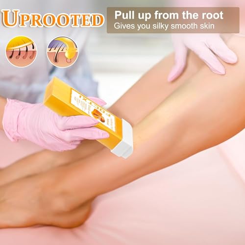 Image of Wax Roller Kit Wax Cartridge, Roll On Wax for Hair Removal, Roll on Wax, 4 Honey Hair Removal Wax Cartridge and 10 Pack Cleaning Oil Wipe