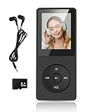 Lettore MP3 da 32 GB Bluetooth 5.3 con display TFT a colori da 1,8" con cuffie, radio, e-book, registrazione, supporto fino a 128 GB, nero
