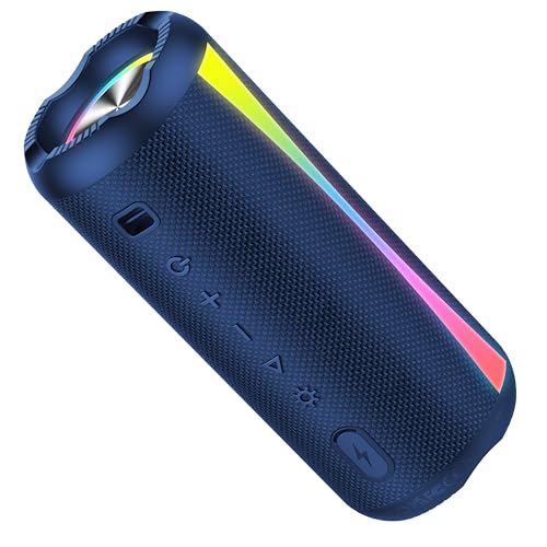 Bluetooth Lautsprecher, Musikbox Bluetooth 5.4, Wireless Lautsprecher, RGB Licht, TWS Paarung, IPX7 Wasserdicht, 20W Loud Stereo Sound, 20 St Tragbar Outdoor Speaker für Reisen, Sport, Party, Blue