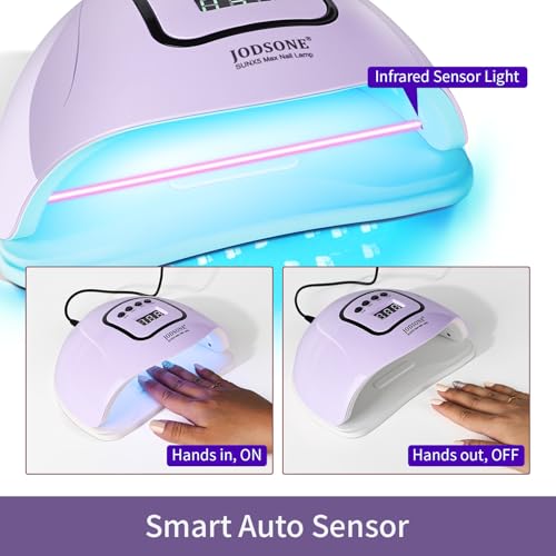 Image of JODSONE U V LED Nail Lamp, Nail Dryer for Gel Polish with Led Light with Automatic Sensor & 4 Timers Purple