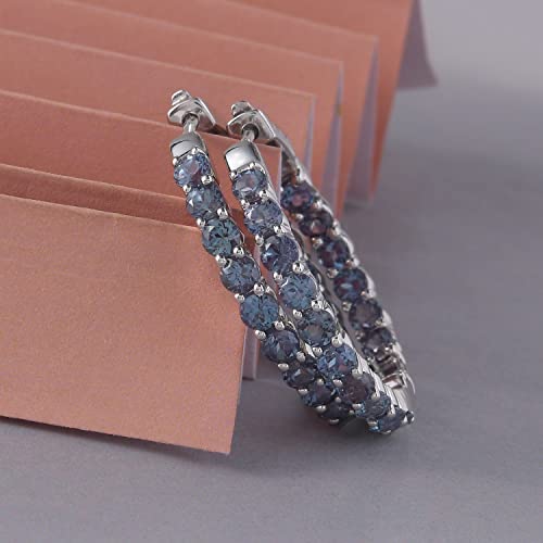 Femme Luxe gemstone Inside-Out hoop earrings in silver, Birthstone months2