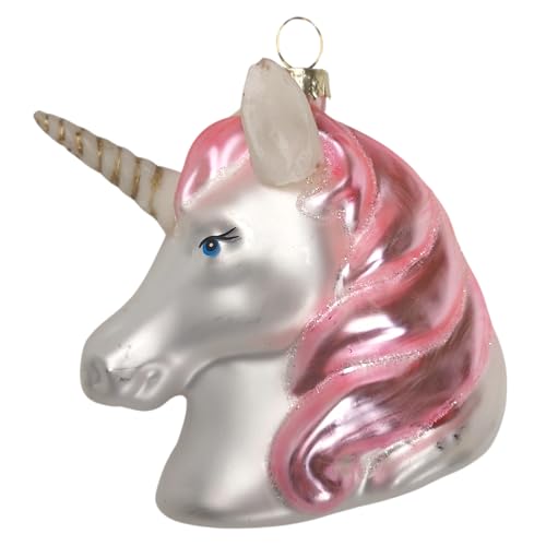 Einhorn Pferd Pony rosa weiß pink Weihnachtsbaumkugel Glas...