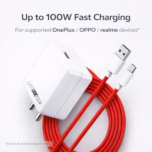 Image of 100W SUPERVOOC Fast Charger with Type-C Cable | Ultra-Fast Charging Compatible with OnePlus, Oppo, Realme | Supports VOOC /SUPERVOOC, Warp, Dash, Dart, SuperDart, QC 3.0-1 Year Warranty