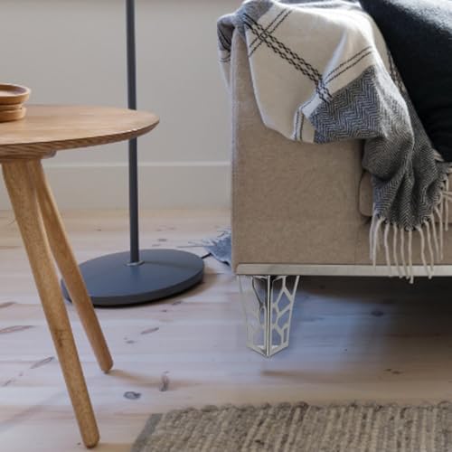 Patas de muebles de metal cromado HOMSFOU de 10 cm de alto para recambio de sofás y mesas 4
