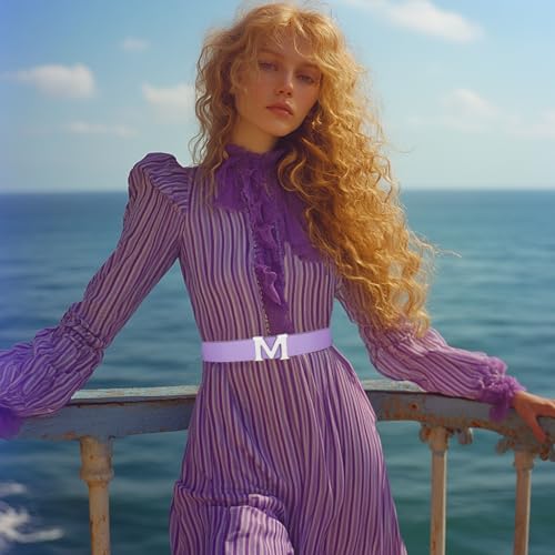 Women Belt For Dress，Leather Belts for Women with Letter M Plate Pin Buckle2