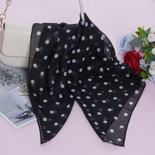 3 Pcs 50s Chiffon Scarf Sheer Square Neck Head Scarf for Women Girls Hip Hop 1950s Party Halloween Costume3
