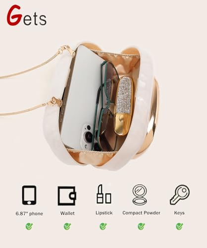 Image of Gets Acrylic Purses and Handbags for Women Multicolor Perspex Geometric Patterns Box Clutch Banquet Evening Crossbody Handbag