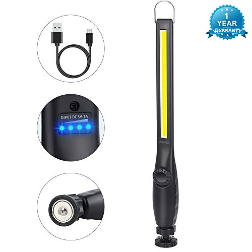ORHOMELIFE LED Work Light - 750 Lumens Rechargeable COB Work Light with Power