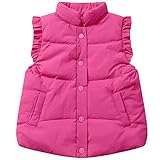 Happy Cherry Little Girls Clothes Vest Toddler Girl Winter Down Puffer Vests Jackets Autumn Kids Cute Coats Button Waistcoat with Ruffle Cuff Pink 4-5T