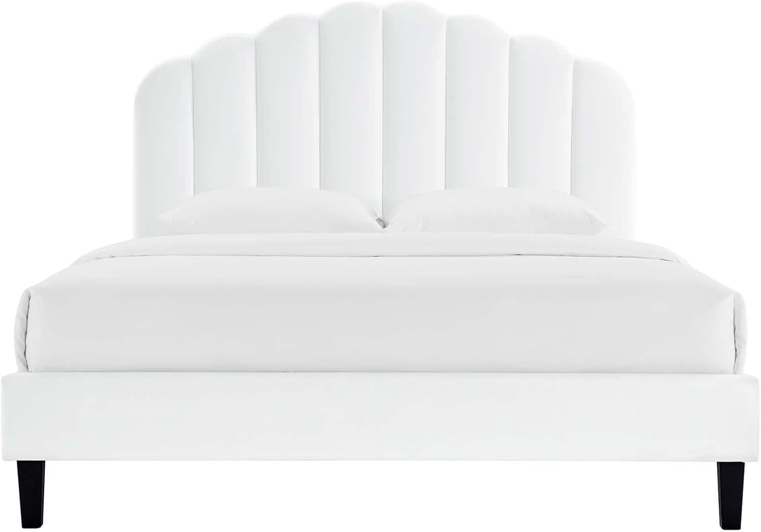 Modway MOD-6287-WHI Daisy Performance Velvet Queen Platform Bed, White