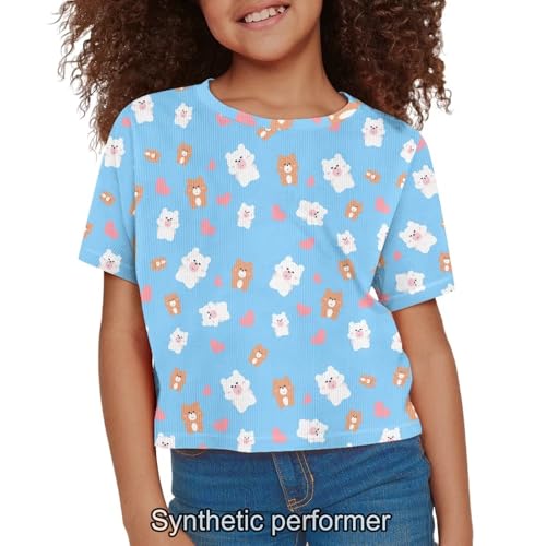 Image of 4th of July Shirt for Girls 7-8 Years US Flag Crop Tops Kids Outfit Independent Day Graphic Tee-
