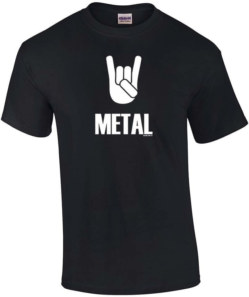 Heavy Metal Short Sleeve T-Shirt Rock On Metal Music Alternative Bullhorn Horns Hairbands 80's 90's