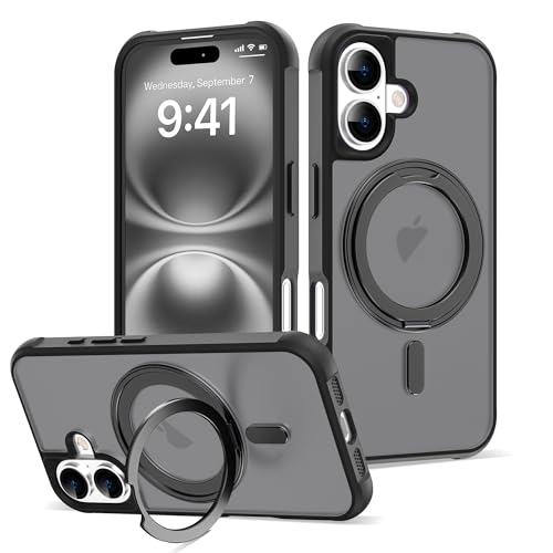 Image of Compatible with iPhone 16 Case with Stand 6.1 inch,Black