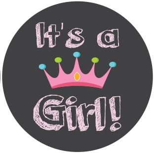 Lollipop Labels It's a Girl Stickers (63x1 Stickers Chalkboard Retro Design with Crown)