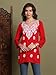 FCH, Fashionable Chikan Handikraft Rayon Short Kurti with Embroidered Chikankari Ethnic Wear for Women Red (Size36)