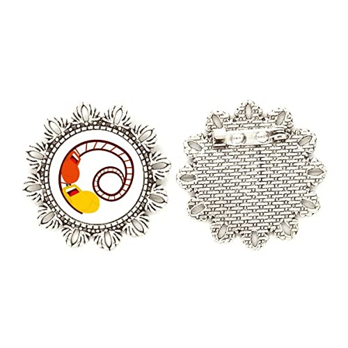 Broche con diseño de flores plateadas para chal tamaño medium