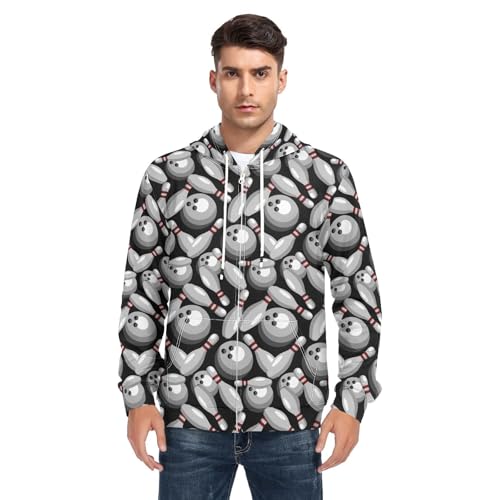 Black Cats' Gaze Men's Quilted Lined Flannel Jacket with Hood Full-Zip Fleece Hoodie