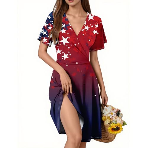 July 4th Dresses Fashion O Neck Casual Festival Graphic Maternity Stars Stripe Independence Day Fourth of July Outfits Vestidos De Verano para Mujer 2025