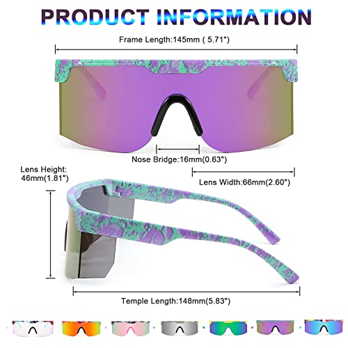 Karsaer Vision 80s 90s Retro Semi Rimless Sunglasses Neon Visor Shades Rainbow Sunlasses for Men Women3