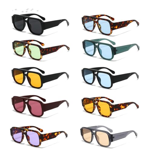 Lunettes de soleil rétro de qualité supérieure à double pont géométrique violet léopard - 2