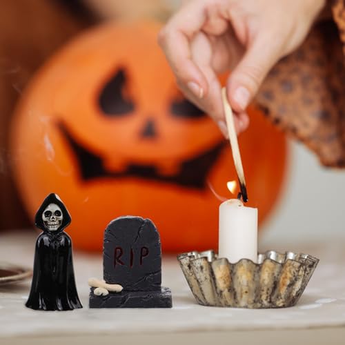 Logofun 004-19120355 10Pcs Halloween Miniature Figurine Mini Tombstone Skeleton Coffin Statues Resin Halloween Mini Sculptures For Haunted House Decorations thumb #3
