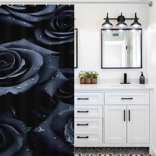 Rideau de douche rose en polyester lavable et imperméable de 183x183 cm