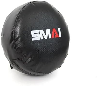 SMAI Shock Tech Round Boxing & Punching Cushion with Dual Handles MMA Punch Shield, Taekwondo Pad, Weighted Focus Target for Boxing Coaches & Training Equipment.