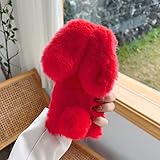 Omio for Samsung Galaxy S22 Ultra Rabbit Fur Case, Soft Handmade Fluffy Furry Cute Bunny Plush Rabbi