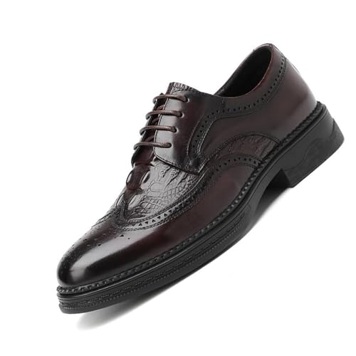 Mens Business Tuxedo Dress Oxford Shoes, Round Toe Lace-up Classic Formal Oxfords Leather Dress Shoes for Business Wedding