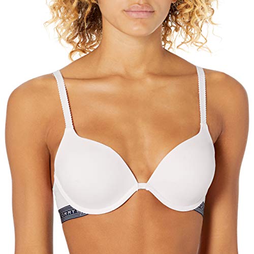 Tommy Hilfiger Women's Micro Push Up Bra With Lace Straps, Bright White, 36D #TOP30