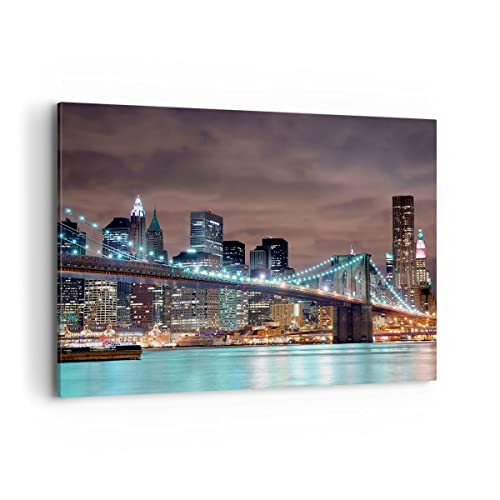 Lienzos decorativos 100x70cm Cuadro Sobre Lienzo Moderno Ciudad Puente Rascacielos Grande Dormitorio Cocina Cuadros Pared Imágenes Cuadros Decoracion Salon Wall Art Prints Decor Canvas AA100x70-0218