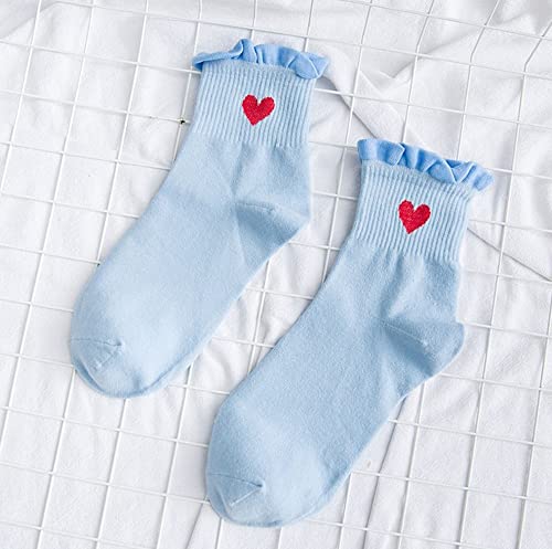 Ceoon 3/5 Pairs Cute Heart Socks Ruffle Socks Ankle Socks For Women Crew Socks Gifts For Womens Socks (Multicolor-2) #TOP2
