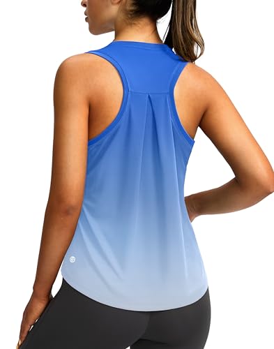 Image of Women's Workout Tops Racerback Athletic Tank Tops Sleeveless Loose Fit Yoga Running Gym Shirts for Women