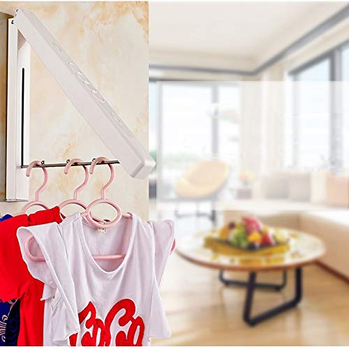 Embome Retractable Clothes Rack- Wall Mounted Clothes Rack For Laundry Room Closet Storage Organization- Clothes Drying Rack Wall Mount- Wall Mounted Drying Rack, Easy Installation, 1 Rack (White) #TOP1