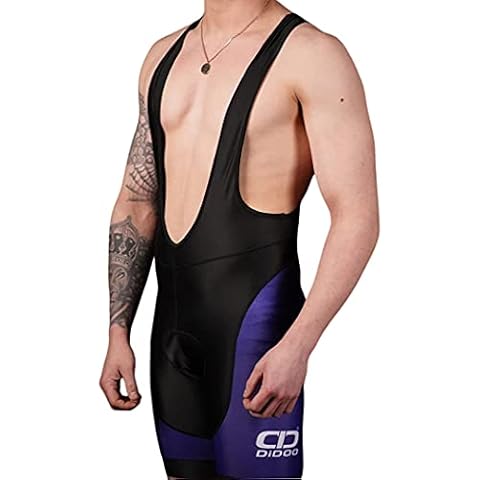 Didoo Sublimation Cycling Bib Shorts Men Coolmax Padded Moisture Wicking Bicycle Summer Bibs (Blue & Red, XL, x_l) Cover