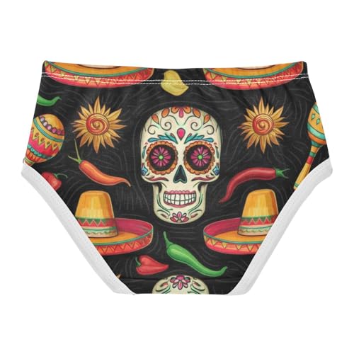 Toddler Underwear Floral 2t Cotton Girl Panties Cute Colorful Briefs Girls Undies Colorful Sugar Skulls Chili Black2