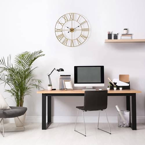 Sorbus Big Wall Clock, Roman Numeral Decor, Battery Operated (16", Gold) - image 5