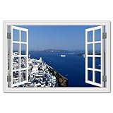  EYEZER Madagascar Tableaux Image Photo Tableau paysage ville Impression sur toile Fenêtre Vue 3DImages sur toile Ville port îles Decoration Murale Chambre 40x60cm(16x24in) Sans cadre